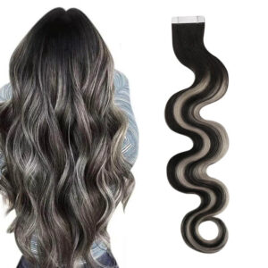 Wave Injection Tape In Virgin Hair Extensions Black Silver